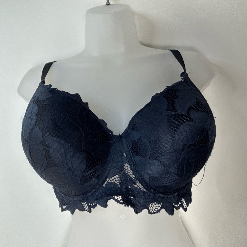 Adrienne Vittadini Dark Blue Lacy Sexy Bra 38D‎ Whimsigoth Fairy